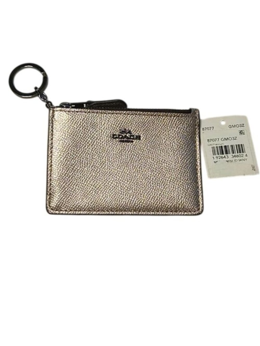 Coach Gunmetal / Platinum Metallic Mini Skinny ID Case with Keyring, 87077 GM03Z - Picture 2 of 4
